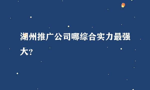 湖州推广公司哪综合实力最强大？