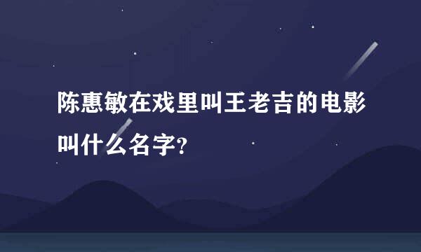 陈惠敏在戏里叫王老吉的电影叫什么名字？