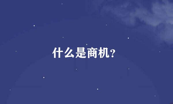 什么是商机？