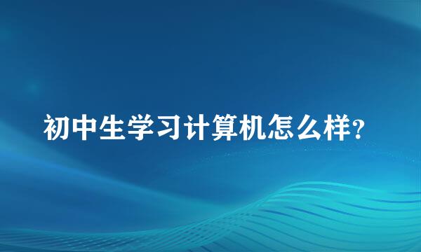 初中生学习计算机怎么样？