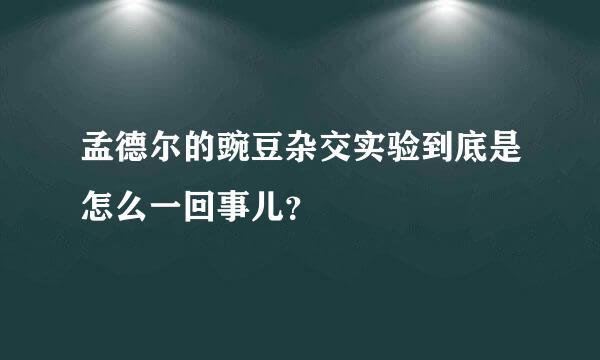 孟德尔的豌豆杂交实验到底是怎么一回事儿？