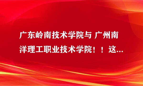 广东岭南技术学院与 广州南洋理工职业技术学院！！这两个学校那个好