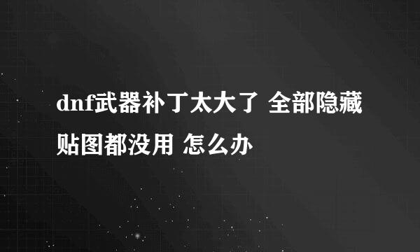 dnf武器补丁太大了 全部隐藏贴图都没用 怎么办