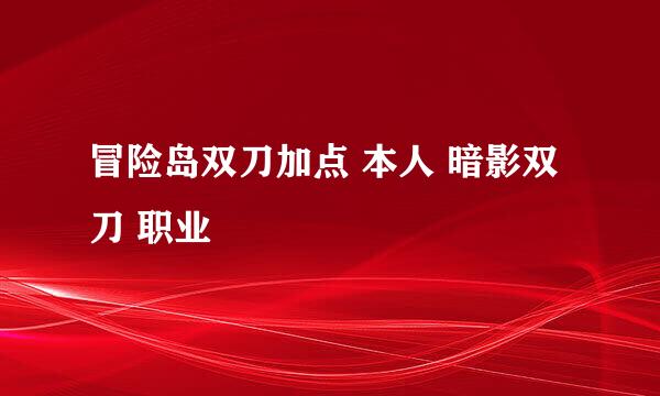 冒险岛双刀加点 本人 暗影双刀 职业