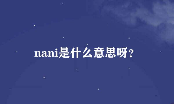 nani是什么意思呀？