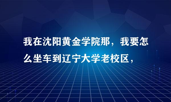 我在沈阳黄金学院那，我要怎么坐车到辽宁大学老校区，