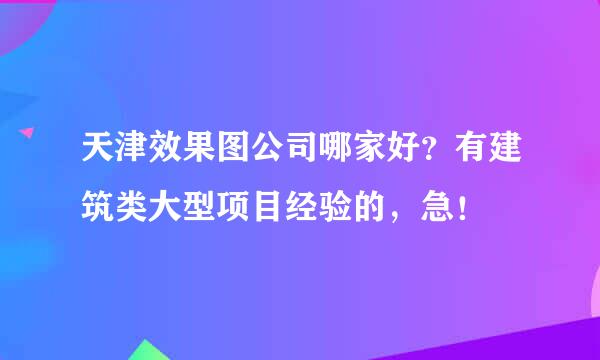 天津效果图公司哪家好？有建筑类大型项目经验的，急！