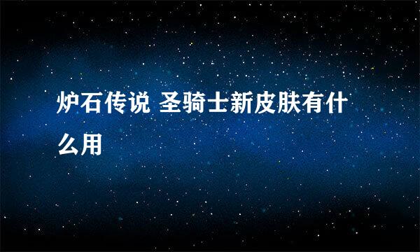 炉石传说 圣骑士新皮肤有什么用