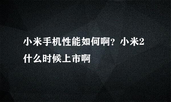 小米手机性能如何啊？小米2什么时候上市啊