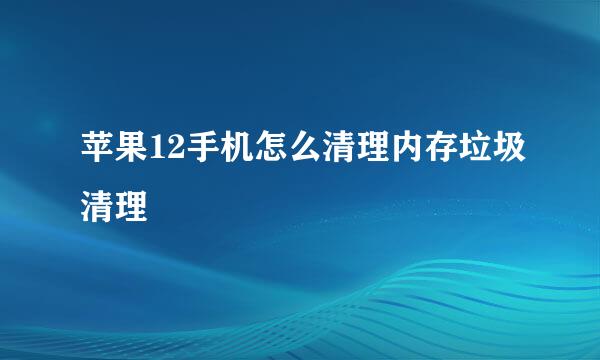 苹果12手机怎么清理内存垃圾清理