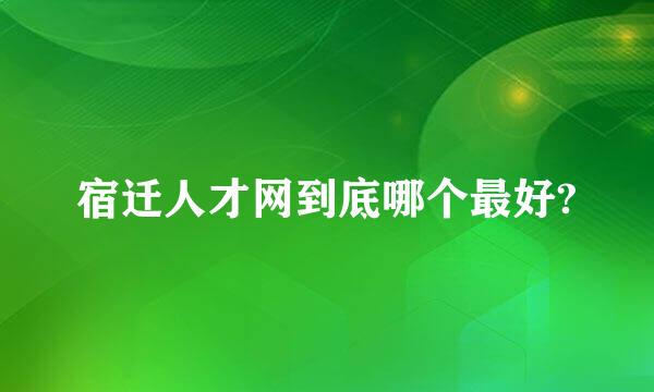 宿迁人才网到底哪个最好?