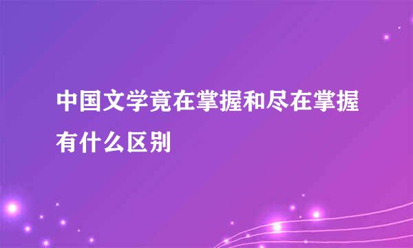 中国文学竟在掌握和尽在掌握有什么区别