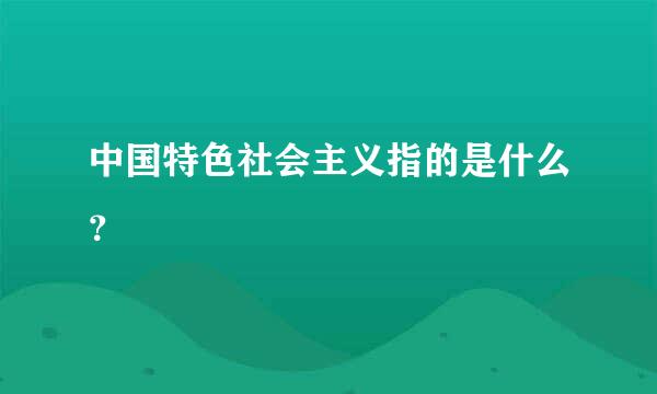 中国特色社会主义指的是什么？