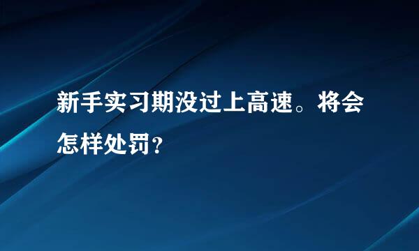 新手实习期没过上高速。将会怎样处罚？