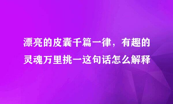 漂亮的皮囊千篇一律，有趣的灵魂万里挑一这句话怎么解释