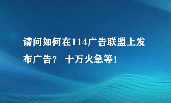 请问如何在114广告联盟上发布广告？ 十万火急等！