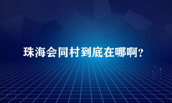 珠海会同村到底在哪啊？