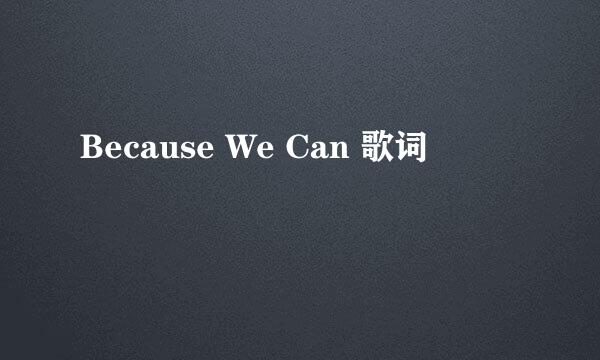 Because We Can 歌词