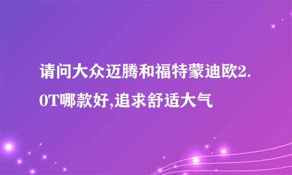 请问大众迈腾和福特蒙迪欧2.0T哪款好,追求舒适大气