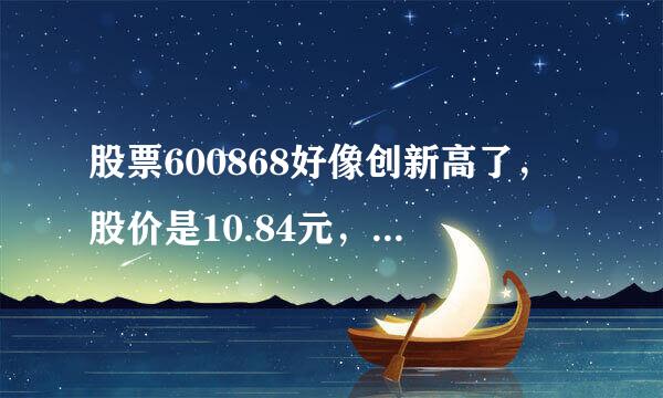 股票600868好像创新高了，股价是10.84元，但不晓得后市如何？