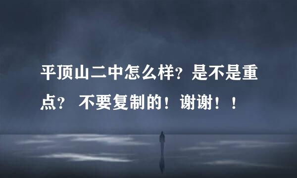 平顶山二中怎么样？是不是重点？ 不要复制的！谢谢！！