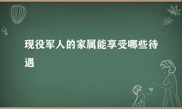 现役军人的家属能享受哪些待遇