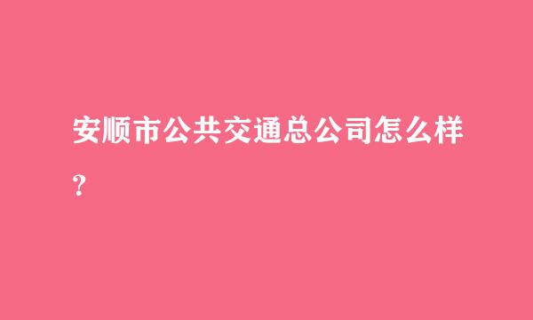 安顺市公共交通总公司怎么样？