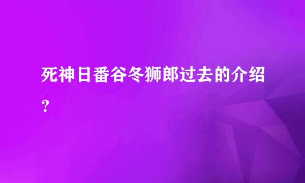 死神日番谷冬狮郎过去的介绍？