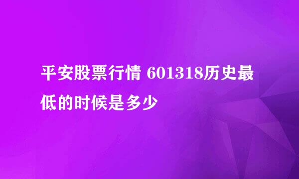 平安股票行情 601318历史最低的时候是多少