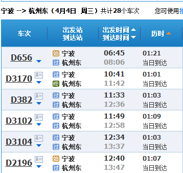 有宁波到杭州萧山的动车吗？