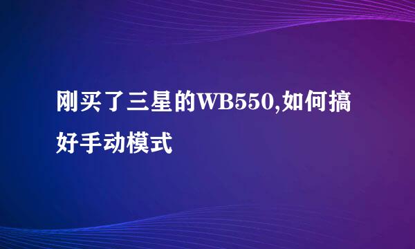 刚买了三星的WB550,如何搞好手动模式