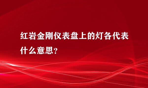 红岩金刚仪表盘上的灯各代表什么意思？