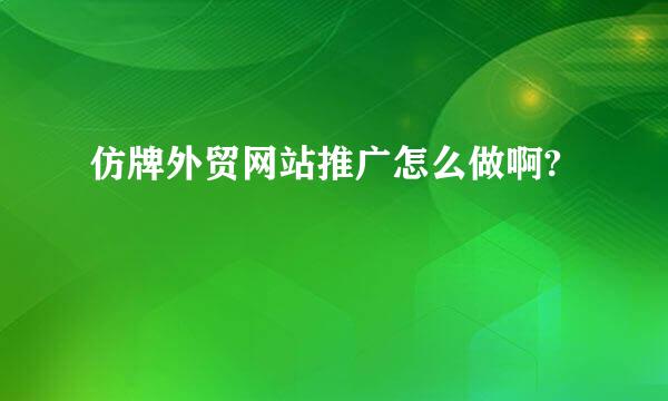 仿牌外贸网站推广怎么做啊?