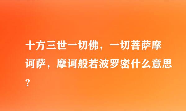 十方三世一切佛，一切菩萨摩诃萨，摩诃般若波罗密什么意思？