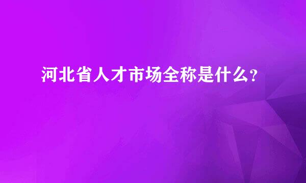 河北省人才市场全称是什么？