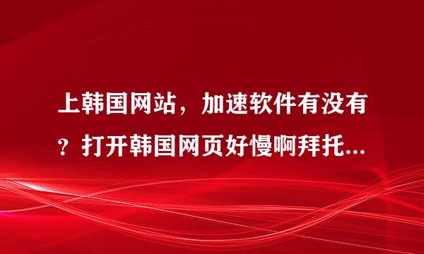 上韩国网站，加速软件有没有？打开韩国网页好慢啊拜托各位大神