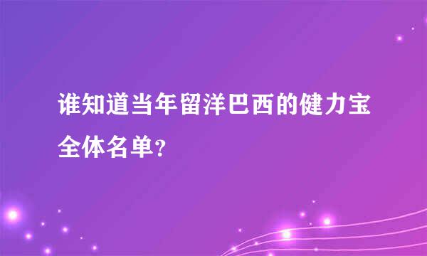 谁知道当年留洋巴西的健力宝全体名单？