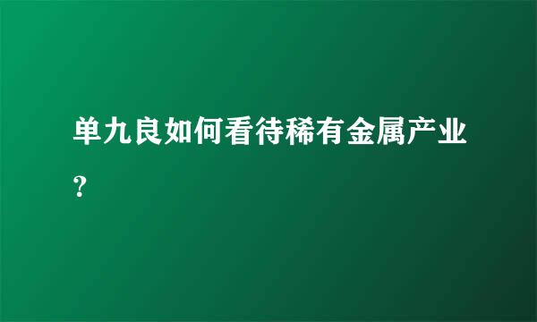 单九良如何看待稀有金属产业？