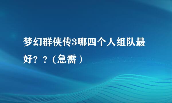 梦幻群侠传3哪四个人组队最好？？(急需）