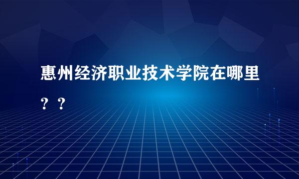 惠州经济职业技术学院在哪里？？