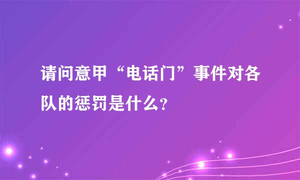 请问意甲“电话门”事件对各队的惩罚是什么？