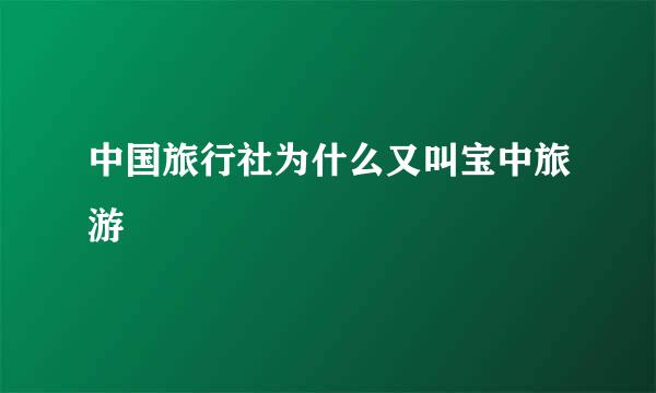 中国旅行社为什么又叫宝中旅游