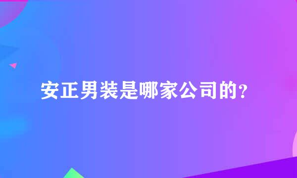 安正男装是哪家公司的？