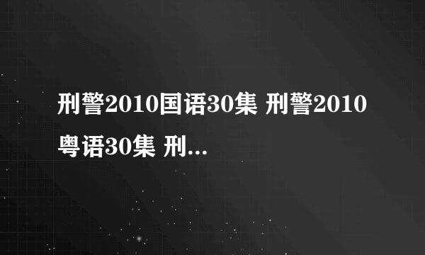 刑警2010国语30集 刑警2010粤语30集 刑警2010大结局30集全集在线观看