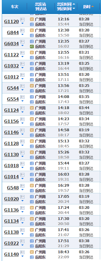 广州到岳阳的高铁中途有几个站