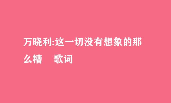 万晓利:这一切没有想象的那么糟    歌词