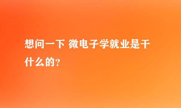 想问一下 微电子学就业是干什么的？