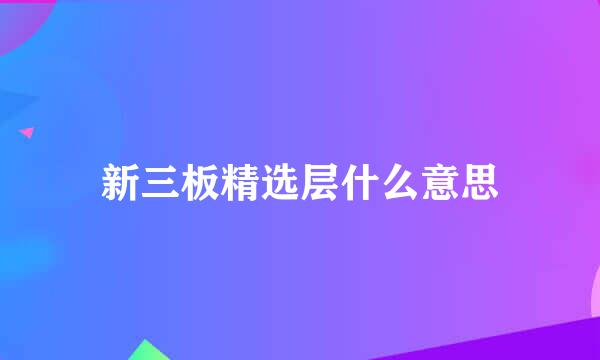 新三板精选层什么意思