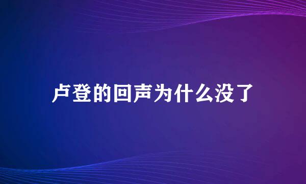 卢登的回声为什么没了