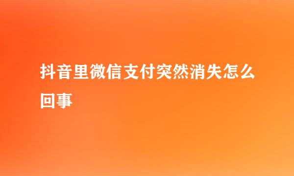 抖音里微信支付突然消失怎么回事